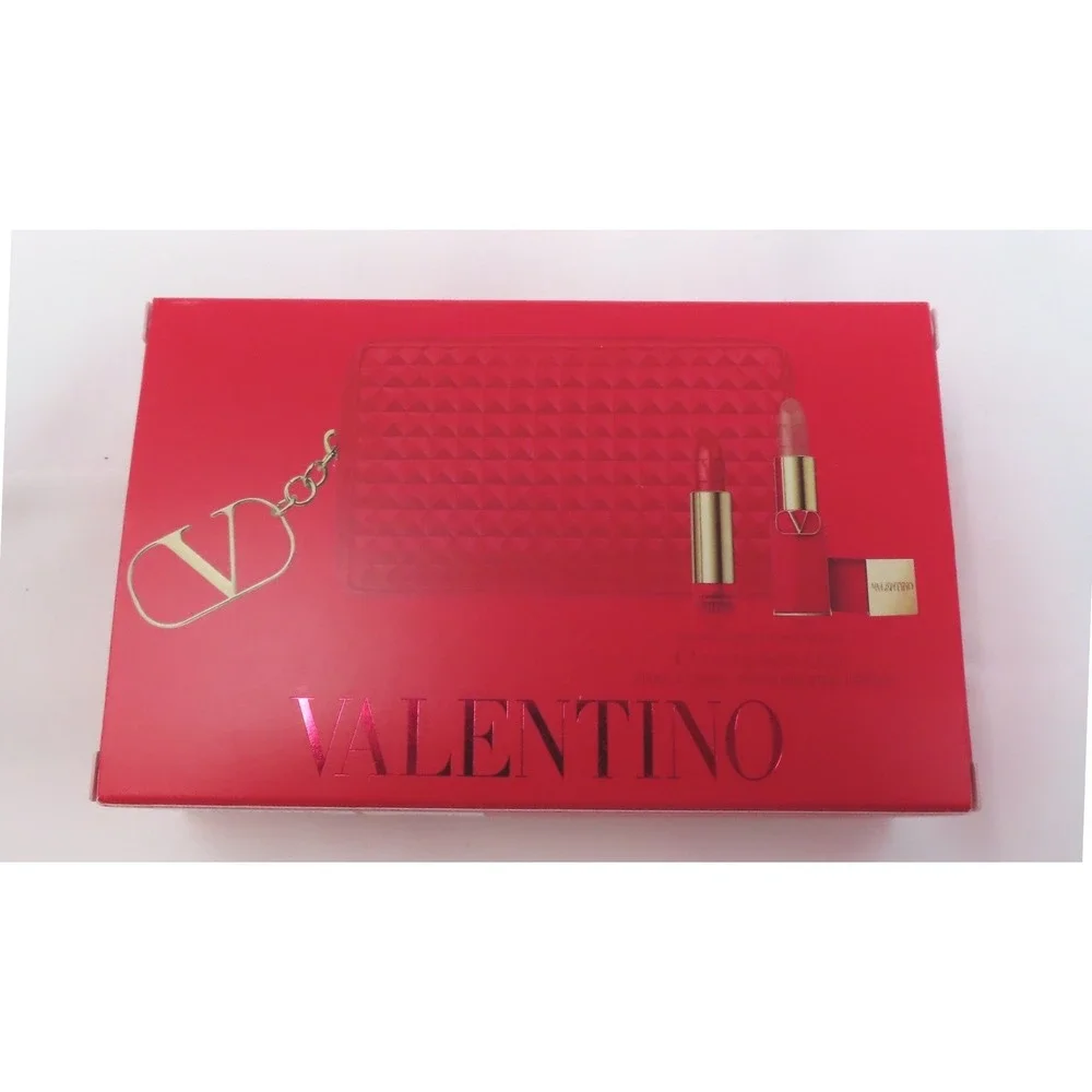 Valentino Rosso Valentino Lipstick Set 123R Matte 22R Satin Refill Red Pouch NEW